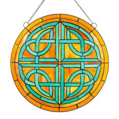 Round Tiffany Style Celtic Stained Glass Panel